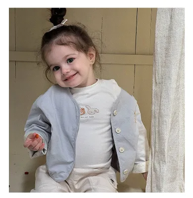 Autumn Cute Rabbit Ear Coat and Casual Pants Set for Girls Girls Clothing Sets Top and Bottom Two Pieces Cartoon Design