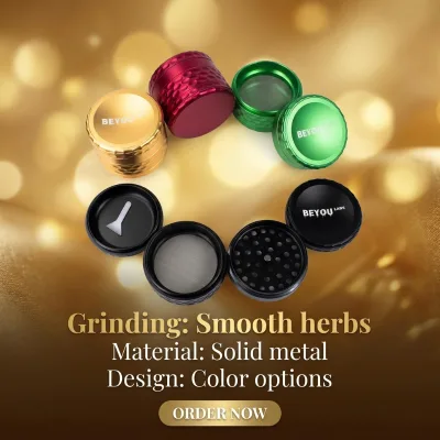 Portable Aluminum Herb Grinder for Tobacco and Spices, 4-Piece Design with Pollen Screen, Custom Logo