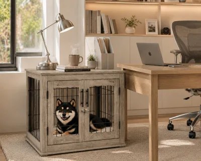 Multifunctional Pet Furniture Iron Wood Detachable Dog Cage Double-Sided Opening Cabinet Nightstand Storage Box Dog House