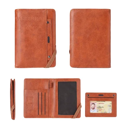 Cross-border Multi-functional Waterproof PU Leather Travel Documents Passport Package Polyester Short Zipper Closure Protection