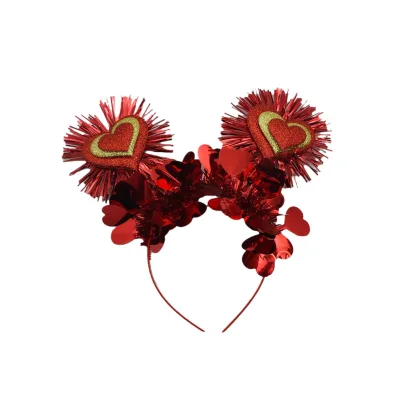 Lovely Red Heart Hair Hoop Hairband Heart Shape Shiny Valentine's Day Party Headwear Headband Love Hair Band