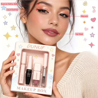 Full Makeup Set Box for Beginners Lengthening Mascara Long Lasting Eyebrow Gel High-pigment Liquid Eyeliner Hydrating Lip Gloss