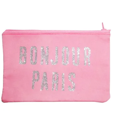 red canvas coin pouch cosmetic bag storage bag souvenir bag with shining silver wording printing