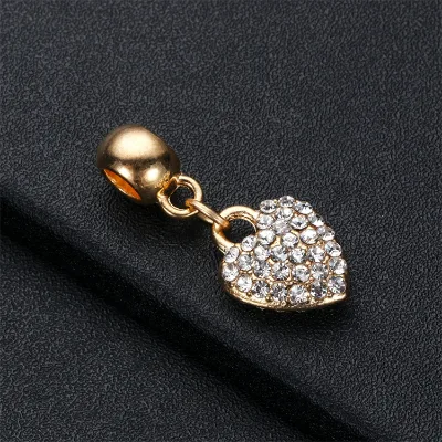 Hot Selling Spot European and American Style Golden Love Pendant Full Diamond Bracelet Necklace Heart-Shaped Pendant Accessories