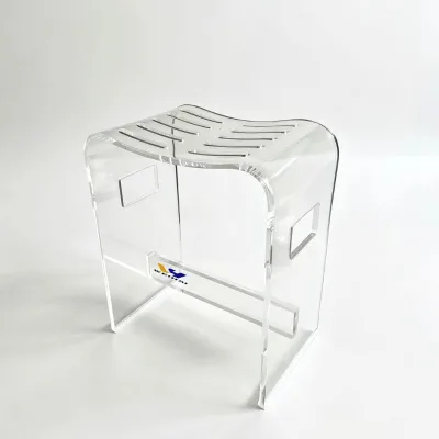 Acrylic Chair Acrylic Stool with Slatted Seat, Modern Acrylic Bench for Living Room Bathroom, Decorative Acrylic Step Stool