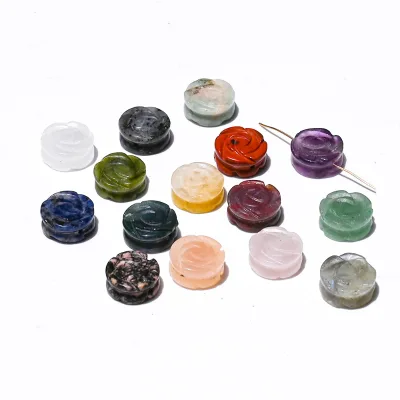 DIY Carved Rose Gemstone Beads Different Materials for Choice 14x14x7mm 1934832