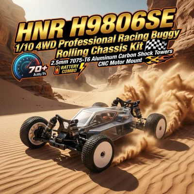 HNR H9806SE 1/10 4WD Professional Racing Buggy Rolling Chassis Kit 2.5mm 7075-T6 Aluminum Carbon Shock Towers CNC Motor Mount
