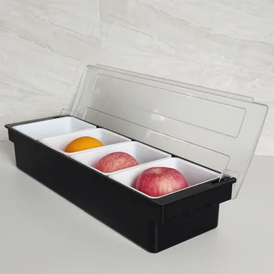 6 Tray Bar Top Food & Garnish Station with Lid