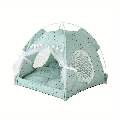 Solid Pattern Cat Tent Bed Cozy Hammock Floor Cat House for Small Dogs Iron Pet Products with Closed General Accessories