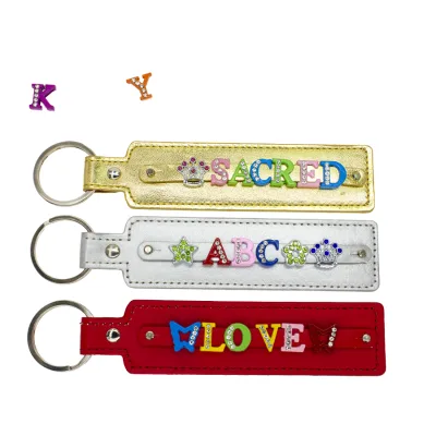 Unisex 8mm DIY Name Keychain Slide Letter Charms PU Leather Party Gift for Women Men Kids Jewelry Making Accessories Trendy