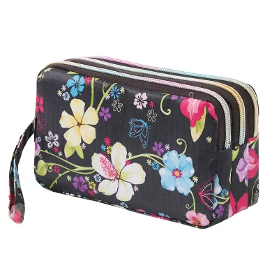 Women Canvas PU Long Wallet 3 Zipper Waterproof Wristlet Clutch Phone Coin Pouch Multi Function Purse 2025