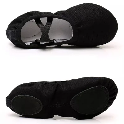 Wholesale OEM Pink Black Tan Brown Foldable Disposable Dance Shoes Cheap Girls Stretch Canvas Dance Ballet Shoes