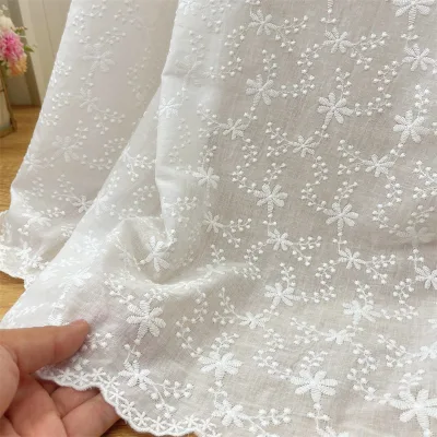 Lace Fabric Summer Cotton Clothing Embroidery Fabric DIY Decoration Fabric for Women's Skirt