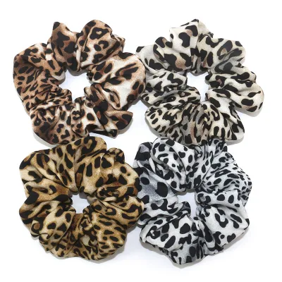 Women Hot Sale Vintage Elastic Fabric Hair Band Large Leopard Hair Scrunchies