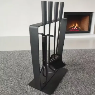 Modern Indoor Outdoor Wrought Iron Fire Place Set Tools 5 Piece Fireplace Tools Set