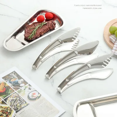 Wholesale 304 Stainless Steel Food Clip Service Tray Commercial Buffet Tableware for Restaurant Hotels