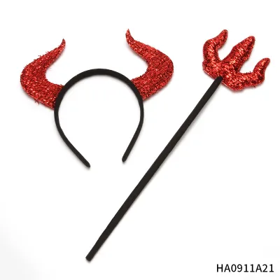 1set Devil Horn Headband and Choker Hairpin Tail Set Carnival Cosplay Supplies Wholesale
