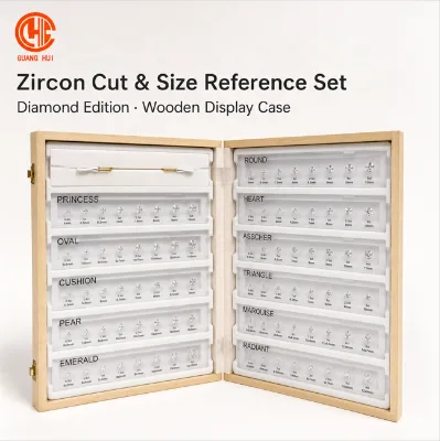 Book-Style Zircon Gemstone Reference Sample Set 11 Classic Cuts Carat Size Comparison Kit for Jeweler Customer Presentation