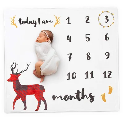 Read to Ship Custom 40"x60" Baby Monthly Milestone Blankets Photo Blanket for Newborn Baby Shower Monthly Blanket Photo Prop