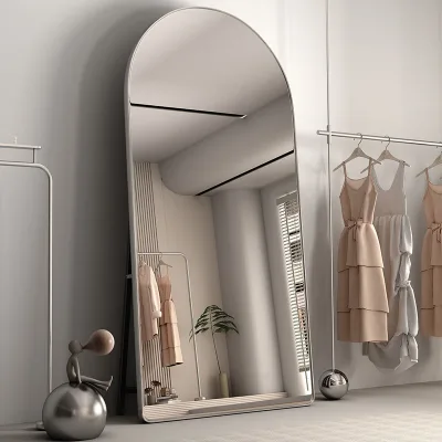 Full-Body Slimming Dressing Mirror Ultra-White Special Arched Design for Home Use Clothing Store Elegant Floor Mirror