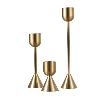 Nordic Candle Holder Western Cuisine Dinner Metal Bronze Colored Three Piece Set Wedding Decoration Candle Stand