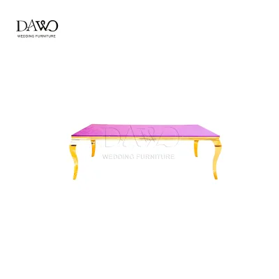 Hotel Luxury Wedding Banquet Rectangular Table with French Style Gold Legs