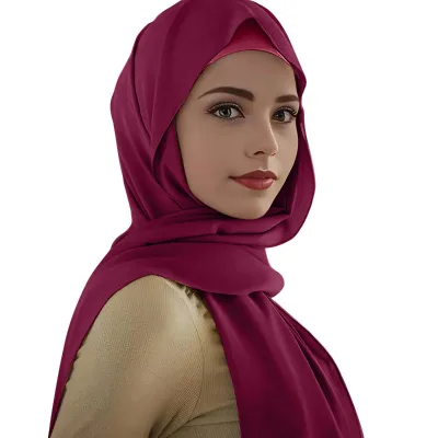 1 Piece Ladies New Modal Bottoming Cap Tube Cap Chiffon Shawl Solid Multi-Color Two-Piece Skin-Friendly Combination for Muslims