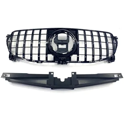 Black Color GT Style Car Grille Fit for Mercedes Benz W167 GLE Class GLE350 Offroad Model Year 2020-2023