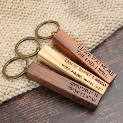Popular DIY Various Key Tags Custom Wood Keychain Birthday Gift, Father's Day Dad Gift Ideas