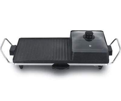 2 in 1 Multifunction Indoor Hotpot Electric Grill Pan With Lid Electric Grill Pan Indoor Flying Pan