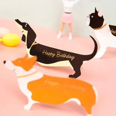 Cartoon Dog Birthday Cards Funny for Kids Sausage Dog Birthday Greeting Card