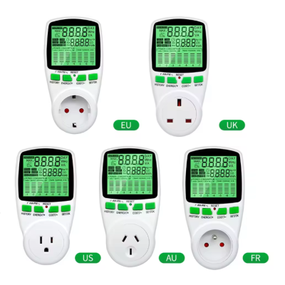 Digital AC Power Meter Socket Wattmeter Energy Outlet 220V Measuring Electricity Cost Analyzer FR Plug Watt Monitor