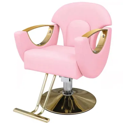 2024 Nordic Styling Chair Hair Salon Hydraulic Chair with Pink Synthetic Leather Hairdresser Styling Chair