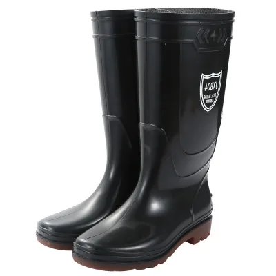 2024 Wholesale Men Waterproof Shoes Black PVC Costom Adult Cheap Plastic Rain Boots