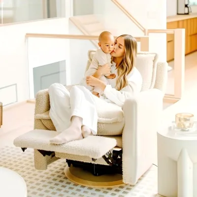 Zero Gravity Recliner Oversized Chair Bouclé Fabric Single Sofa Glider Rocking Chair Living Room Nursery Modern Home Furniture