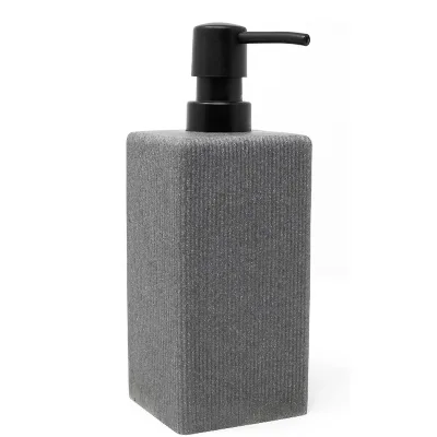 Grey Glazed Square Luxury Ceramic Shampoo Bottles with Pump Customizable Size Antique Decor