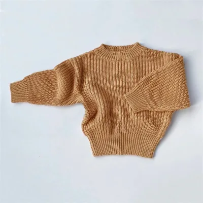 Winter Cotton Chunky Knits Baby Sweaters Kids Pullover Knit Sweater Toddler Crew Neck Baby Knitwear