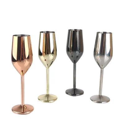 High-quality 304 Stainless Steel Champagne Glasses Tall Glasses Bulb-shaped Shock-resistant Red Wine Glasses