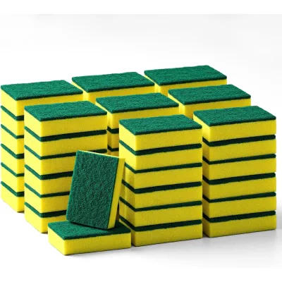 GREEN&YELLOW Dish Pan Pot Washing Scrub Sponge Kitchen Thick 30mm Heavy Duty Sustainable Pad Scouring Sponge Pads Sponges