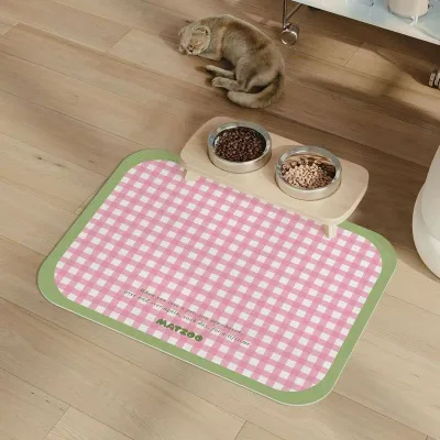 High Quality Pet Meal Mat Removable & Washable Soft Non-slip for Cats Grid Pattern Diatom Mud Multiple Colors Feeding Pad
