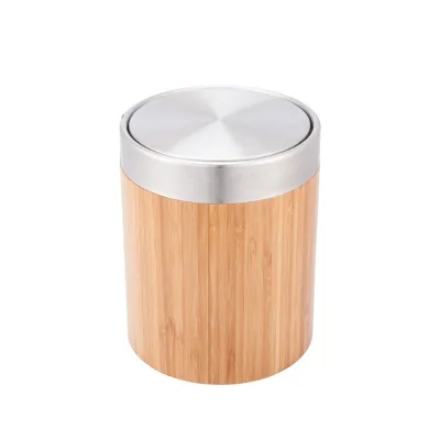 Portable Bamboo Desktop Trash Can Cute Living Room Car Mini Recycle Trash Can
