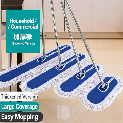 Factory-Wholesale Reusable Telescopic Stainless Steel Flat Mop Strong Water Absorption Thorough Water Removal for Hotel