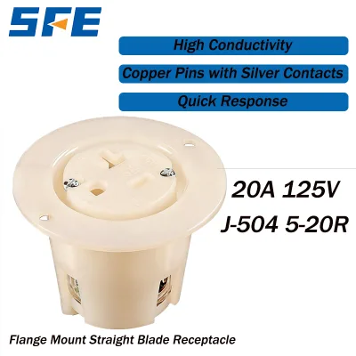 NEMA 5-20P Straight Blade Plug, Flange Straight-Plug Type J-504 Industrial Power Plug, US Standard American Power Plug