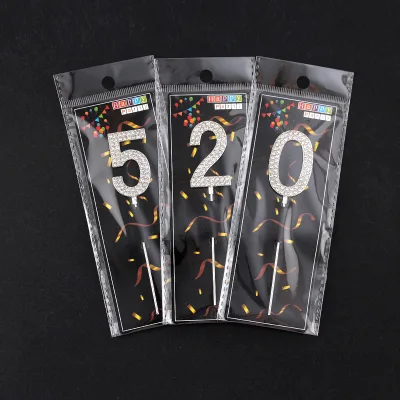 Wholesale Metal Cake Decorating Inserts with Rhinestone Numbers for Birthday Party Decorations
