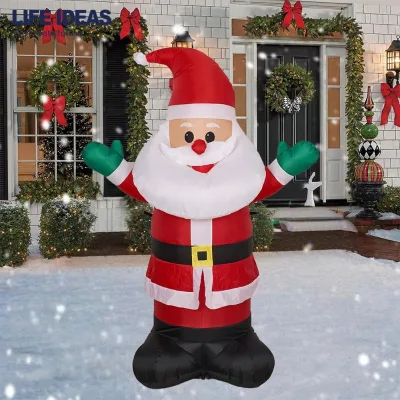 5 FT Tall Airblown Outdoor Santa Christmas Inflatable with Built in Fan and Anchor Ropes