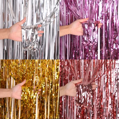 Bright Tinsel Curtain Tassel Balloon Party Wedding Wall Decoration; for Birthday Arrangements