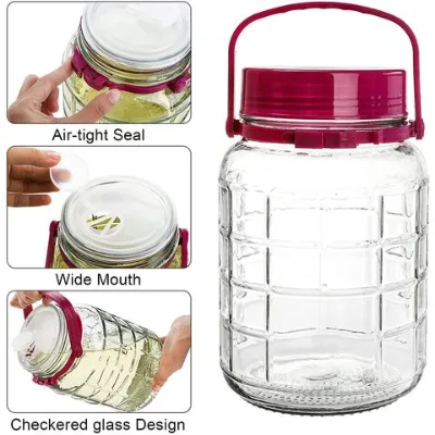 Large Glass Beverage Dispenser with Plastic Cap