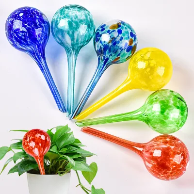 Automatic Drip Irrigation Set for Potted Plants Ball Glass Seepage Red Yellow Green Blue Cobalt Blue-Colorful Home Garden