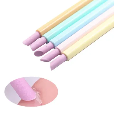 Wholesale 2 Way Manicure Stainless Steel Dead Skin Remover Ceramic Cuticle Pusher Quartz Spoon Scrubs Stone Nail Cuticle Pusher