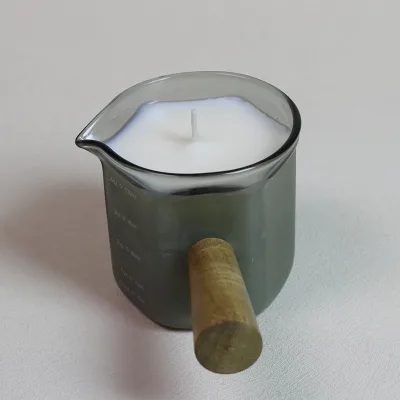 Modern Custom Grey Transparent Glass Candle Cup Cylindrical Candle Holder DIY Aromatherapy Candle Holder for Desktop Decoration